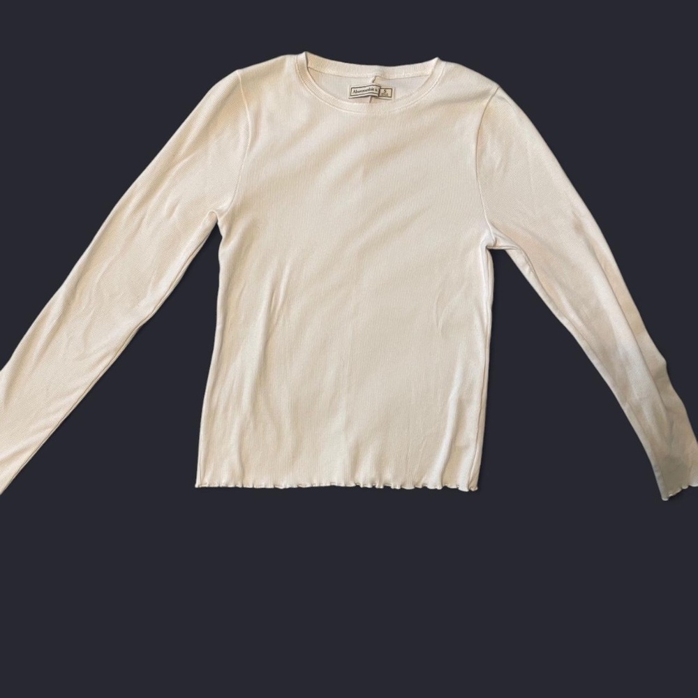 abercrombie white ribbed long sleeve shirt